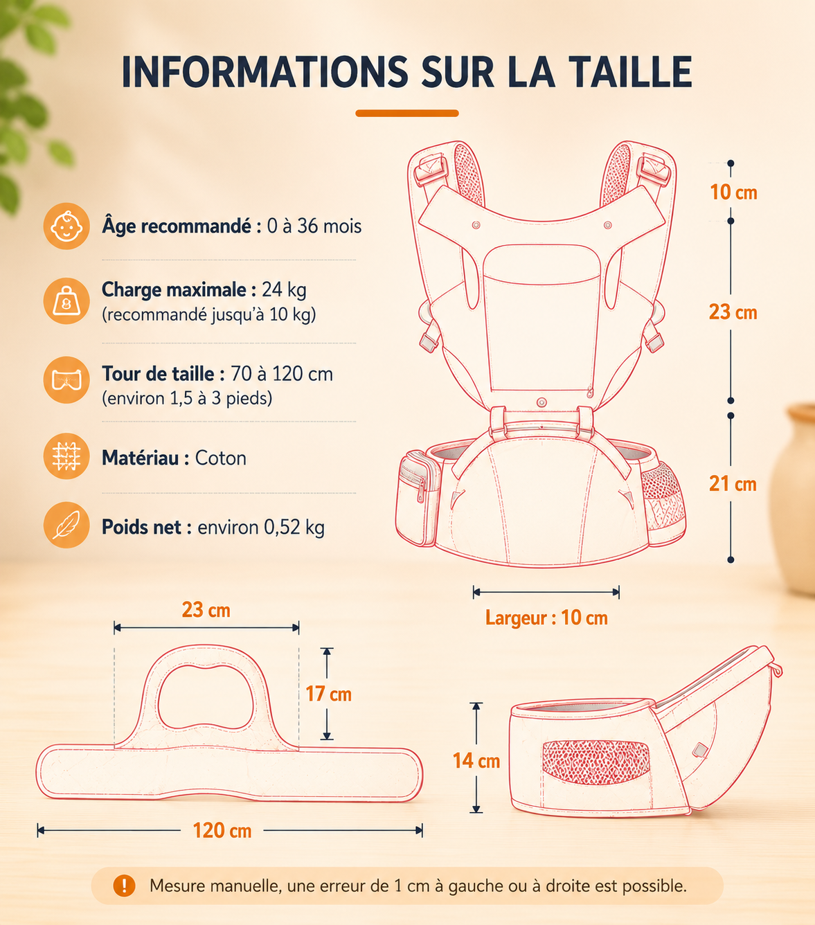 Porte-bébé Physiologique avec Siège de Hanche Koaloon™