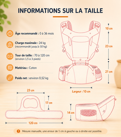 Porte-bébé Physiologique avec Siège de Hanche Koaloon™